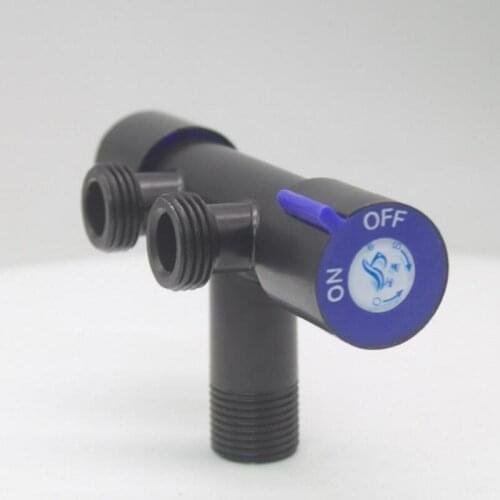 Matt Black One Into Two Three-way Angle Valve, Double Handle Double Control Single Cold Multi-function Faucet G1/2
