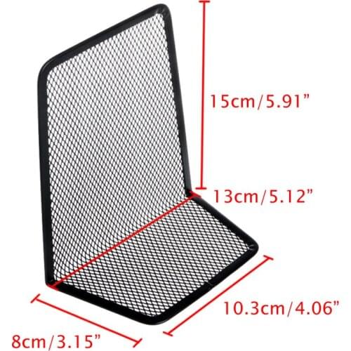 1 Pair Metal Mesh Desk Organizer Desktop Office Home Bookends Book Holder Black XXUC