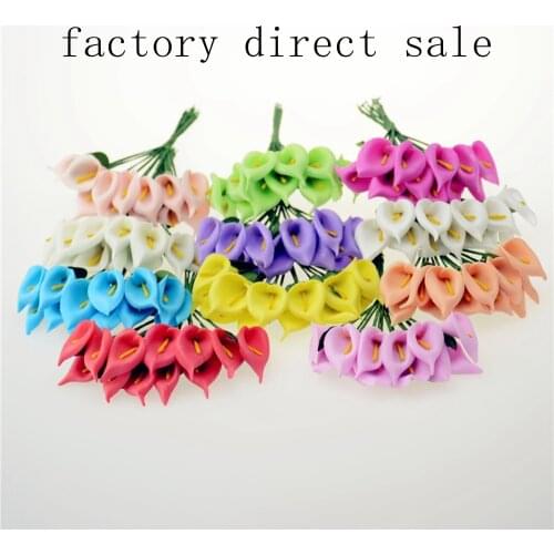 12pcs Mini Foam Calla Handmake Artificial Flower Bouquet Wedding Decoration DIY Wreath Gift Box Scrapbooking Craft Fake Flower
