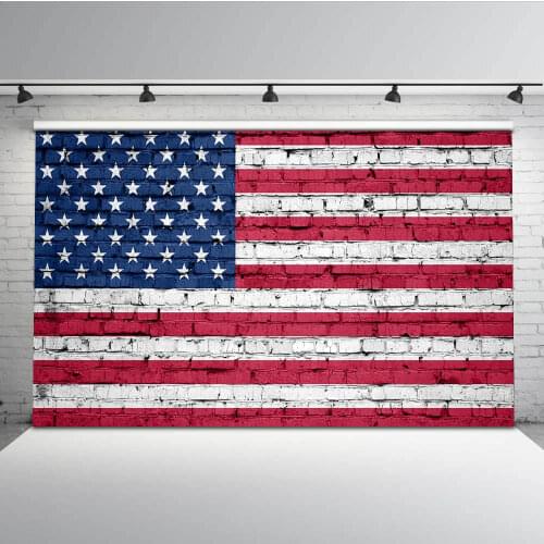 MOCSICKAAmerican Flag Brick Wall Photography Background Independence Day Backdrop for Photo Studio MW-154