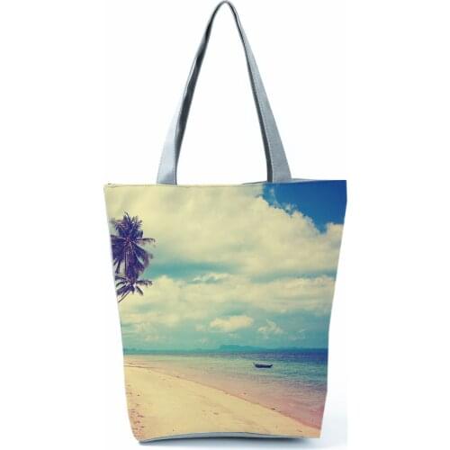 Landscape Fashion Shoulder Bag Beach Sea Printed Handbags Travel Portable Tote Female High Capacity Shopping Bag Eco Beach Bag
