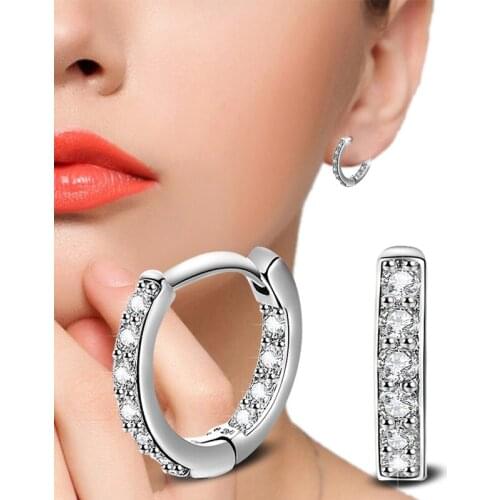 Womens Fashion Classic Hoop Earrings Crystal Stud Small Loops Tiny Huggies Elegant Earring Piercing Jewelry For Lady Girls