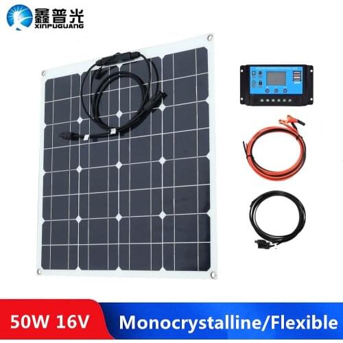 16V 100W Solar Flexible Panel Kit High Efficiency Monocrystalline Cell 2pcs 50 Watt Solar Panel 12V For Home Roof RV Car Boat