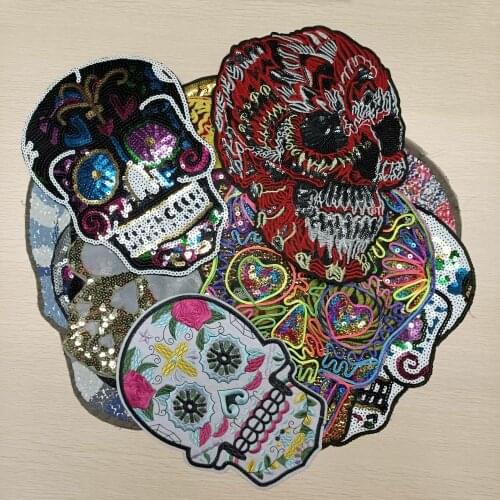 Large embroidery big skull animal cartoon patches for bag badges applique clothing CA-3129