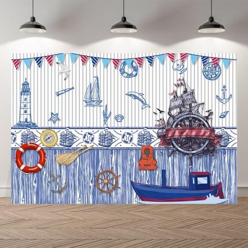 Neoback Sailing Sea Boys Captain Photo Session Baby Birthday Photography Background Photographic Backdrop For Studio Shoot