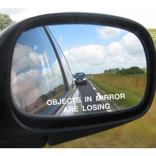 New Car Rear View Mirror Stickers "OBJECTS IN MIRROR ARE LOSING" Pattern Sticker Reflective Waterproof Vehicle Mirrors