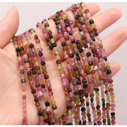 New AAA Natural Stone Semi-precious Stone Oblate Section Faceted Beaded TourmalineFor DIY Necklace Bracelet Making Jewelry 36cm