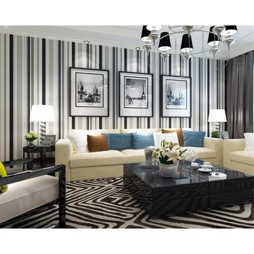 Beibehang wallpaper for walls 3d Modern black white stripe mural bedroom sitting room dining-room stripe installs 3d wallpaper
