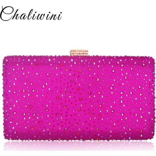 Dazzling 3 Color Golden Crystal Clutch Evening Bag Wedding Party Box Handbag And Purse Women Minaudiere Bag
