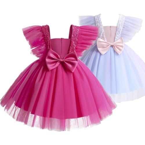 Flower Girl Dress for Wedding Party Tutu Sequins Pageant Girl Ceremony Gown Chidlren Frocks Princess Girl Costume Kids Clothes