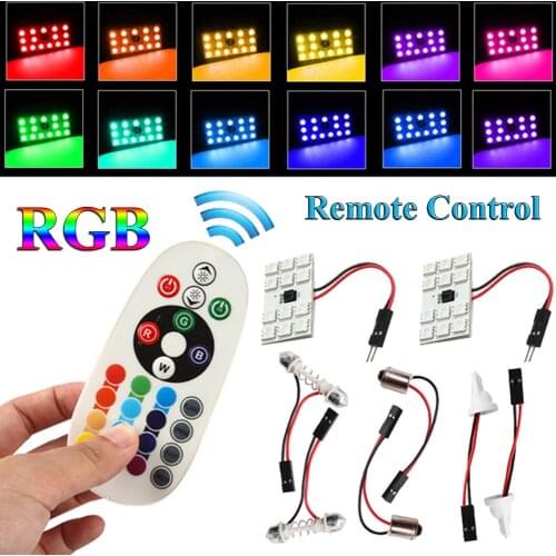 RGB With Remote Control T10 31 / 41MM 12SMD-5050 Atmosphere Lamp Multicolor Car Roof Dome Reading LED Light Bulb