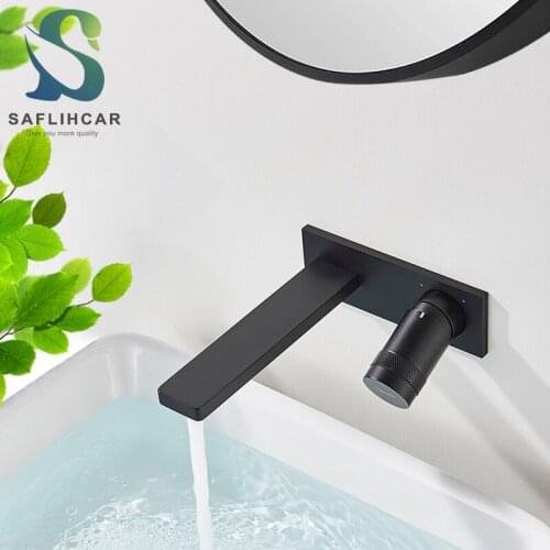 Black Bathroom Sink Faucet Contemporary Round Handle Gentle Effluent Hot and Cold Water Mixer Taps Wall-mounted Basin Faucet