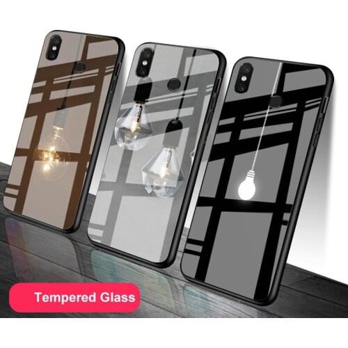 Light bulb Tempered Glass Phone Case For Redmi Note 5 6 7 8 9 Pro Note8T Note9S Redmi8 9 Cover Shell