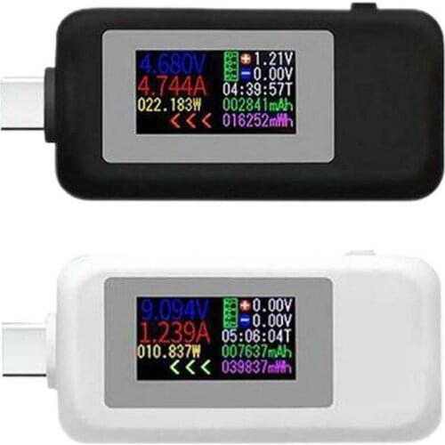 New Arrival USB Type-C Power Tester Color Display 5A 4-30V Voltage Current USB-C Meter Voltage Meters Test Tool Black/White