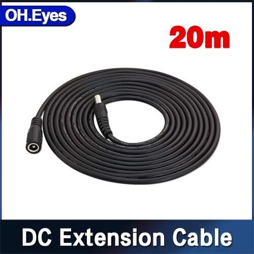 OH.eyes 20 Meters DC 12V Power 10M Extension Cable 5.5mmx2.1mm DC Plug For CCTV Camera 12 Volt Extension Cord