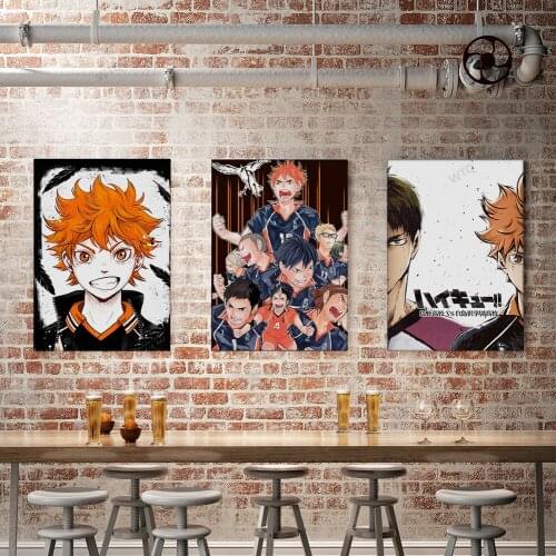 WTQ Canvas Painting Retro Poster Haikyuu One Piece Poster Anime Manga Wall Decor Wall Art Picture Room Decor Home Decor
