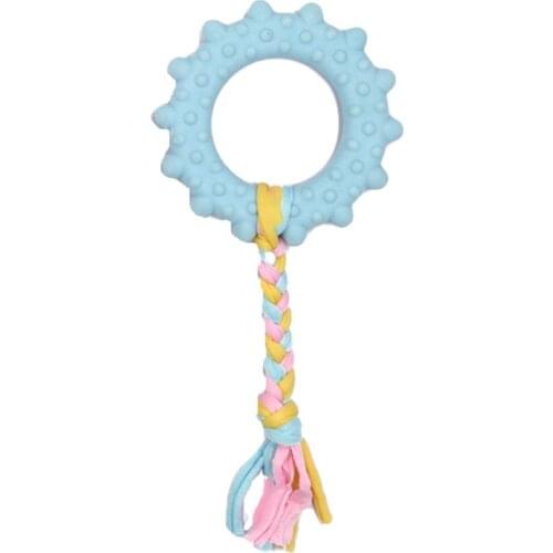 Legendog 1PC Bite Resistant Pet Chew Ring Rubber Dog Toy Interactive Puppy Teething Toy Dog Chew Ring With Rope Pet Training Toy