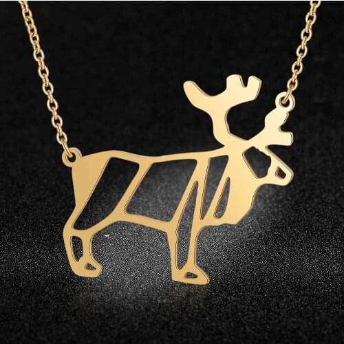 100% Stainless Steel Christmas Elk Fashion Necklace for Women Unique Design Pendant Necklaces Wedding Party Necklaces