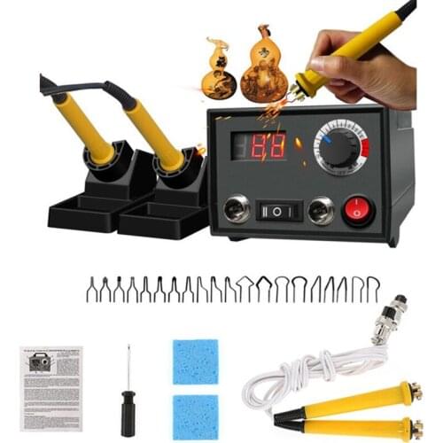 28 Pcs/set Adjustable Temperature Wood Burner Pyrography Pen Burning Machine Gourd Crafts Tool Set With Welding Wire
