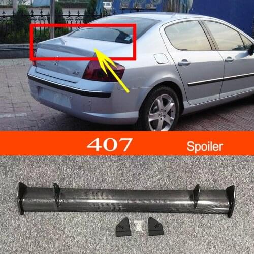 407 Real Carbon Fiber GT-style Car-styling Sporty Rear Trunk Wing Spoiler for Peugeot 407 Sedan