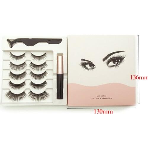M5 5pairs 3D Mink Magnetic Eyelashes Super Natural Style Magnet False Eyelashes Magnetic Eyeliner&Tweezers Set Makeup Extension