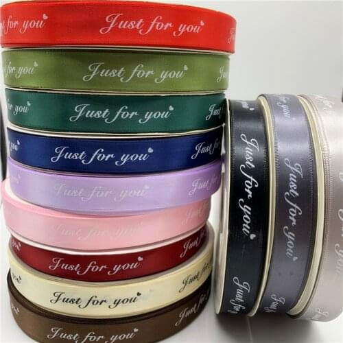 5yards/Lot 20mm Polyester Ribbon Printed "Just For You" Handmade Romantic Gift Packaging Belt For Wedding Decorations