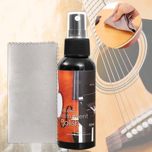 60ml Nursing Oil Mainte Care Tool Guitar String Cleaner Set Ukulele Bass Polish Liquid Fingerboard Wipe Cloth Musical Instrument