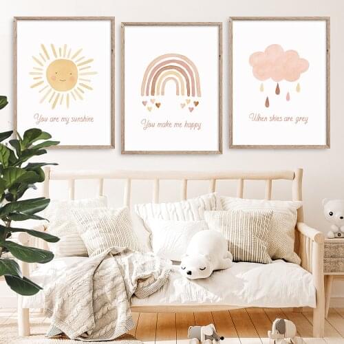 Abstract Rainbow Nursery Quotes Children Poster Canvas Art Print Minimalist Kid Baby Room Decor Wall Pictures Painting Nordic