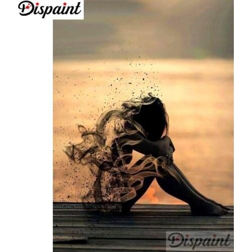 Dispaint Square Round Drill 5D Diamond Painting Environmental Crafts Full Diamond Embroidery"Sunset man broken"Home decor A25772