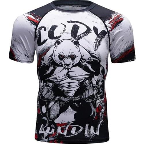 Brand New Men Gym Suits Fighting panda Sportswear Compression Suits Running Set Fitness Tight Sport Suit Men Outdoor Jogging set