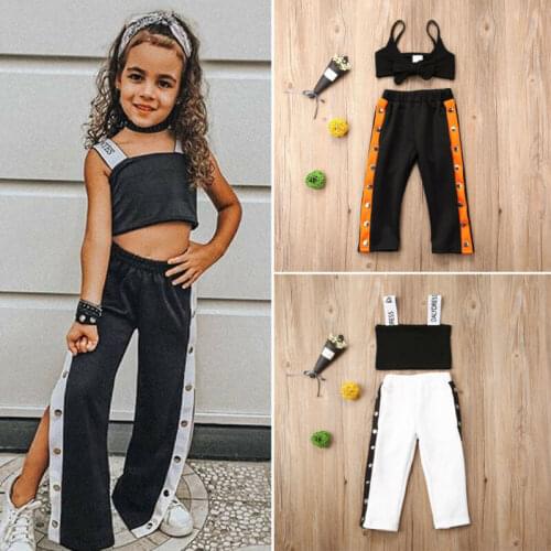 Citgeett Summer Fashion Toddler Kid Baby Girl Clothes Crop Top Striped Pants Tracksuit Outfit Sports Fashion Set