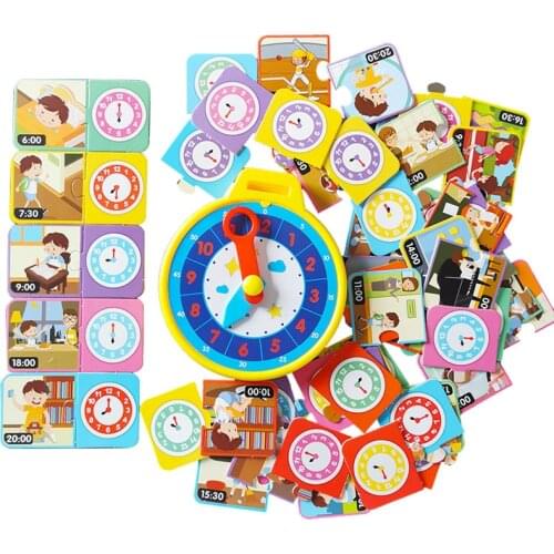 Children Clock Puzzle Educational Toys Time Cognition Good Habits Develop Logical Thinking Training Jigsaw Cards Clock Toys