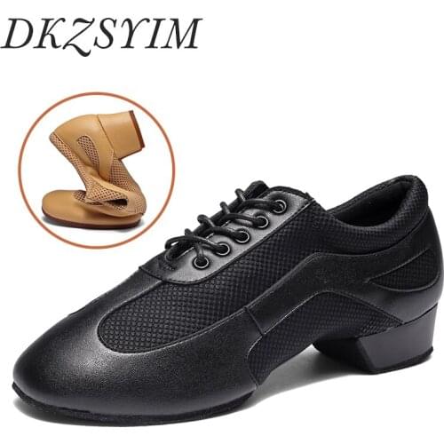 DKZSYIM Latin Dance Shoes Ballroom Modern Tango Jazz soft sole Shoes practice dance shoes Men and Woman Dance Sneaker size 34-45