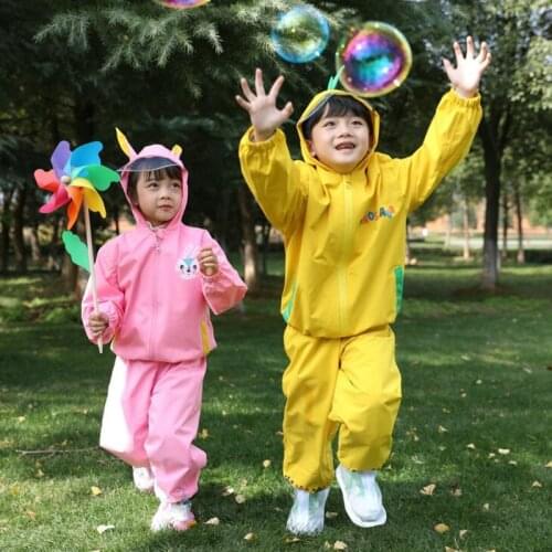 95-140CM Waterproof Raincoat For Children Pants Baby Rain Coat Pnocho Kids Rainsuit Outdoor Boy Girl Split Rainwear