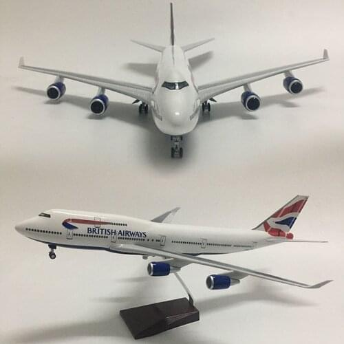JASON TUTU 46cm British Airways Boeing b747 Plane Model Airplane Model Aircraft Resin Diecast 1:160 Scale with Light & Wheel