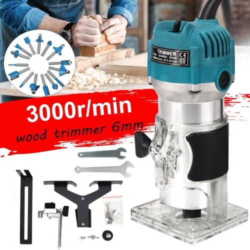 800W 30000rpm Woodworking Electric Trimmer Wood Milling Engraving Slotting Trimming Hand Carving Machine Wood Router