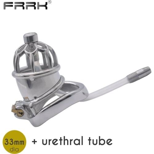 FRRK Urethral Metal Chastity Cage for Male Bondage Belt Device BDSM Intimate Exotic Sex Toys Sexual Products Goods for Adults 18