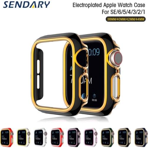 Electroplated Watch Case for Apple Watch SE 4/5/6 40MM 44MM PC Hard Bumper Case For iWatch Series 1/2/3 38MM 42MM