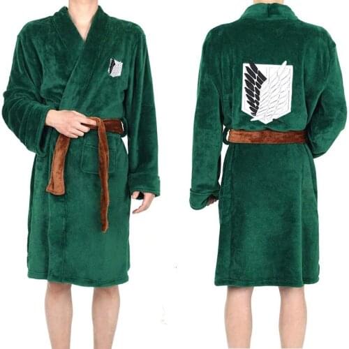 Anime Attack on Titan Cosplay Bathrobe Winter Men Women Kimono Bath Robe Son Goku Cosplay Costumes Dressing Gown Cloak