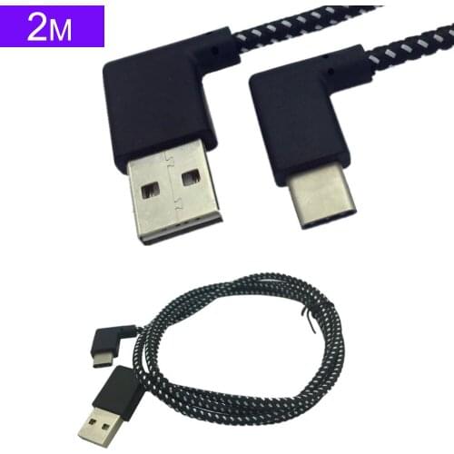 90° Angle USB2.0 (Type-A) Male to USB3.1 (Type-C)Male 90° Angle USB Data Sync & Charge Cable Connector 2m