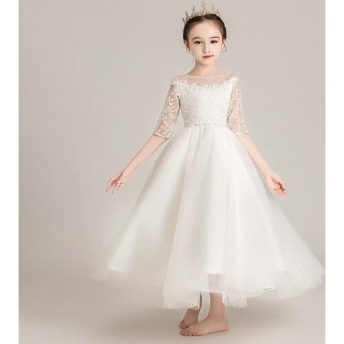 Beauty-Emily Lovely Flower Girl Dress Wedding Party Children Prom Gowns Catwalk Stage Gowns 2020 Cute Girl Dress Princess Skirt