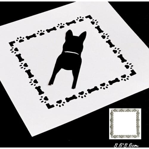 Square Shape Dog Paw Print Frame Metal Cutting Dies For DIY Scrapbooking Album Paper Cards Decorative Crafts Embossing Die Cuts