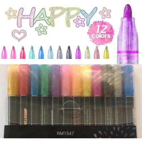 8/12pc Double Line Outline Metallic Marker Pens Color Graffiti Painting DIY Ceramic Glass Porcelain Pen School supplies