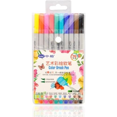 10pcs/set Color Brush Pen Colored Marker Pens Set For Calligraphy Drawing Gift Korean Stationery Art Supplies