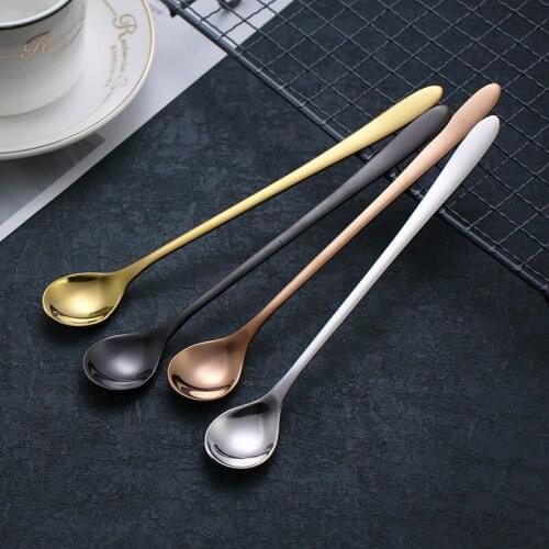 304 Stainless Steel Dinnerware Set Spoon Tea Spoon Dessert Coffee Ice Cream Spoons Kitchen Accessories Bar Tools New Long Handle