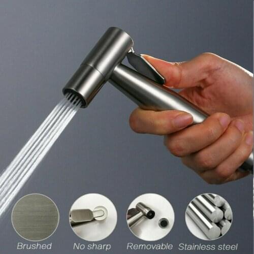 Stainless Steel Handheld Bidet Spray Shower Head Toilet Shattaf Adapter Hose Set