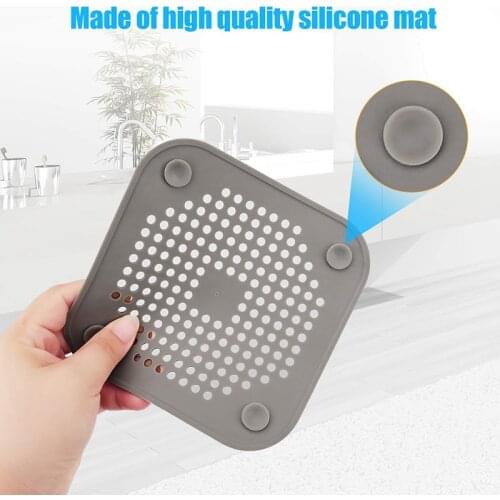 New Square Drain Cover for Shower Drain Hair Catcher Flat Silicone Plug for Bathroom and Kitchen Filter Shower Drain Protection