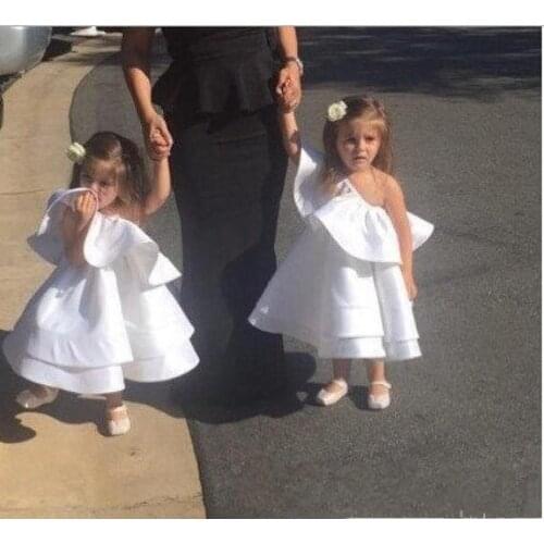 Flower Girl Dresses For Cute Baby Kids Cheap Satin Communion kate Middleton Vintage Church Junior Birthday Wedding Party Gowns