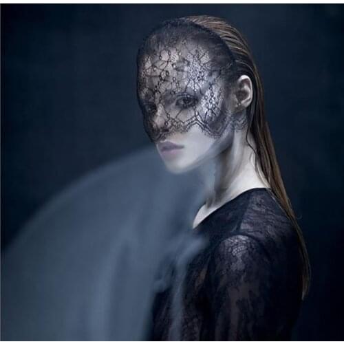 2020 Lace Printing Eye Veil Headbands Hair Accessories For Women Punk Girls Black Eye Mask Halloween Party Accessoris Carnival