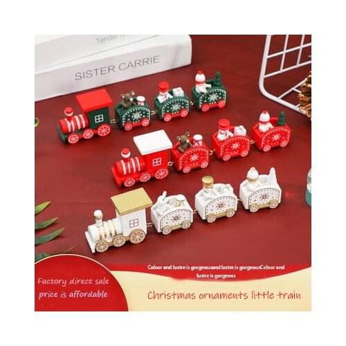 Creative Merry Christmas Wooden Train Ornament Christmas Decoration For Home Santa Claus Gift Navidad 2022 New Year Xmas Decor